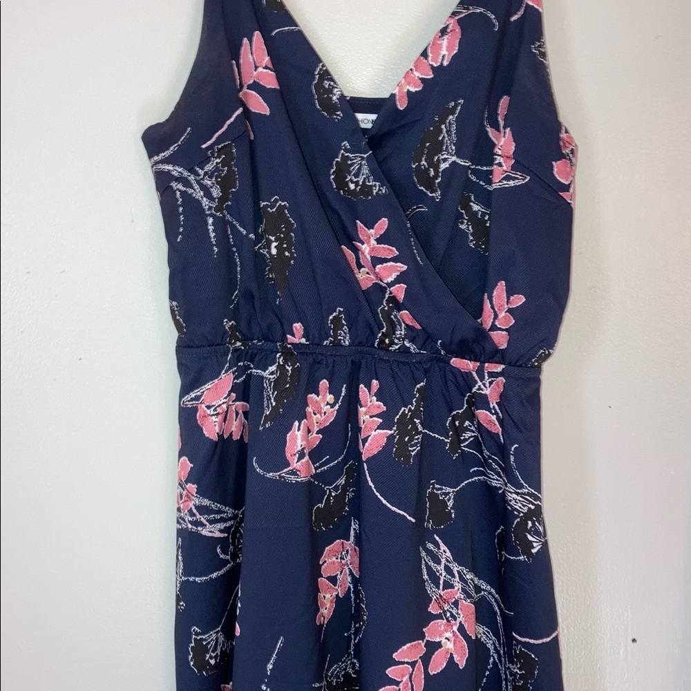 Fashion nova size small navy dress with pink flowers